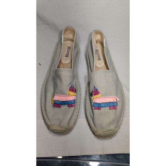 Soludos Wmns Espadrille Shoes Size 8 Llama Piñata Canvas Slip On Flats festival - Picture 1 of 7